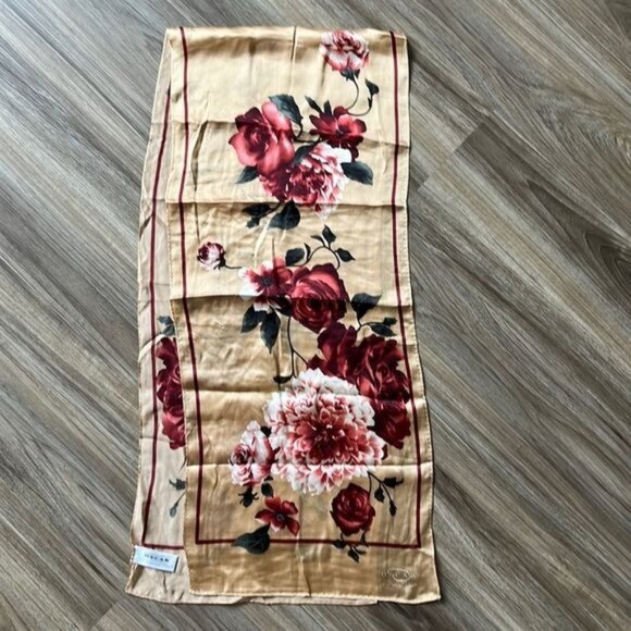 Oscar de la Renta Floral Banner Tie Scarf